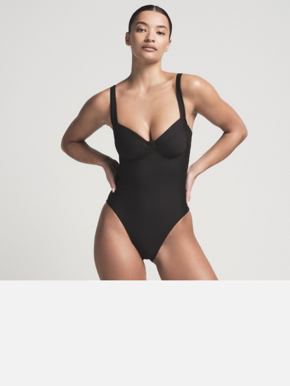 SKIMS Black Seamless Scoop Neck Bodysuit with Logo Tag